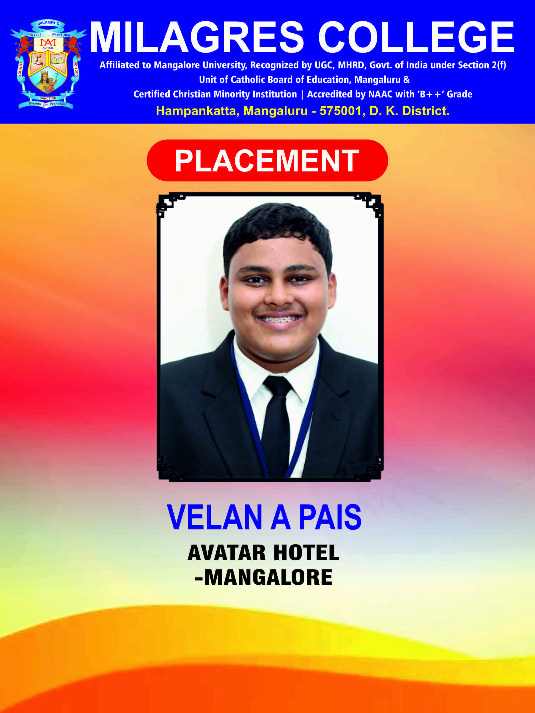 Successfully placed student